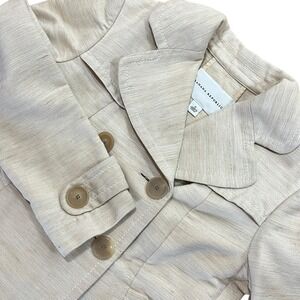 Banana Republic Silk Blend Double Breasted Blazer Womens 0 Marled Beige Cropped